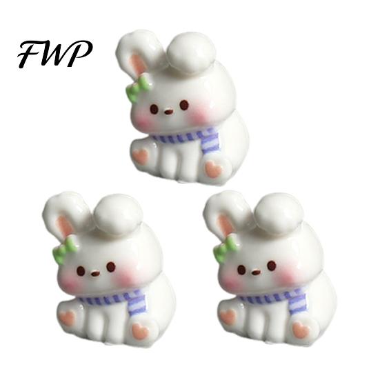 Bunny Collectible Figure 3 Pcs Mini Resin Cute Rabbit Figurine, Cartoon Tiny Bunnies Cake Durable Animal Decor Topper, Miniature Fairy Garden фиолетовый