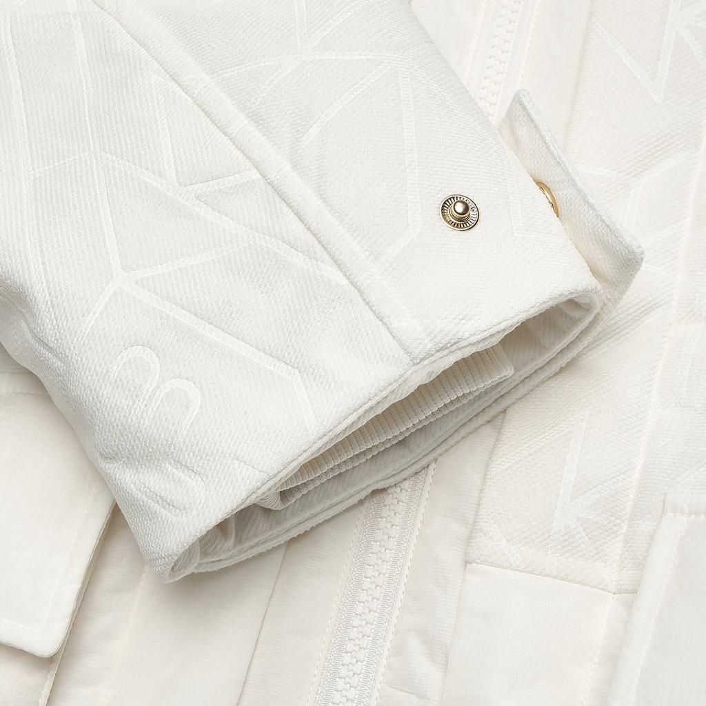 Fila Emerald Solid Color Hooded Casual Mid-Length Down Jacket Women Outerwear Ice-Cream-White F11W344905F-IV