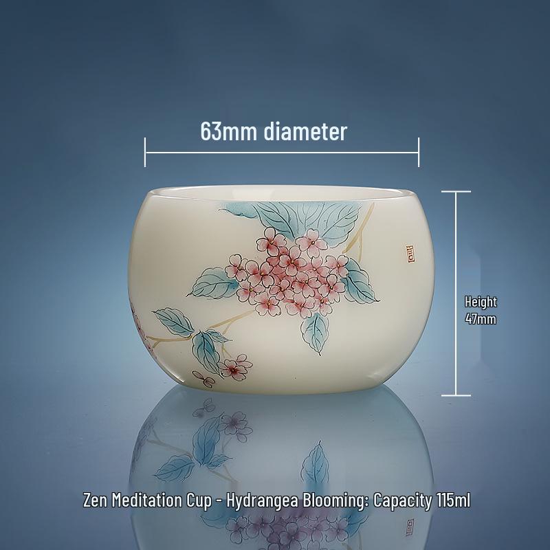 Hand-Painted Jade Ceramic Gongfu Tea Cup - Landscape Design, Perfect for Tea Tasting, Personal Use, or Gift.