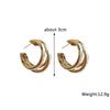 Vintage Stainless Steel Round Circle Hoop Earrings for Women Fashion Geometric C-shaped Drop Earring Party Wedding Jewelry Gifts
