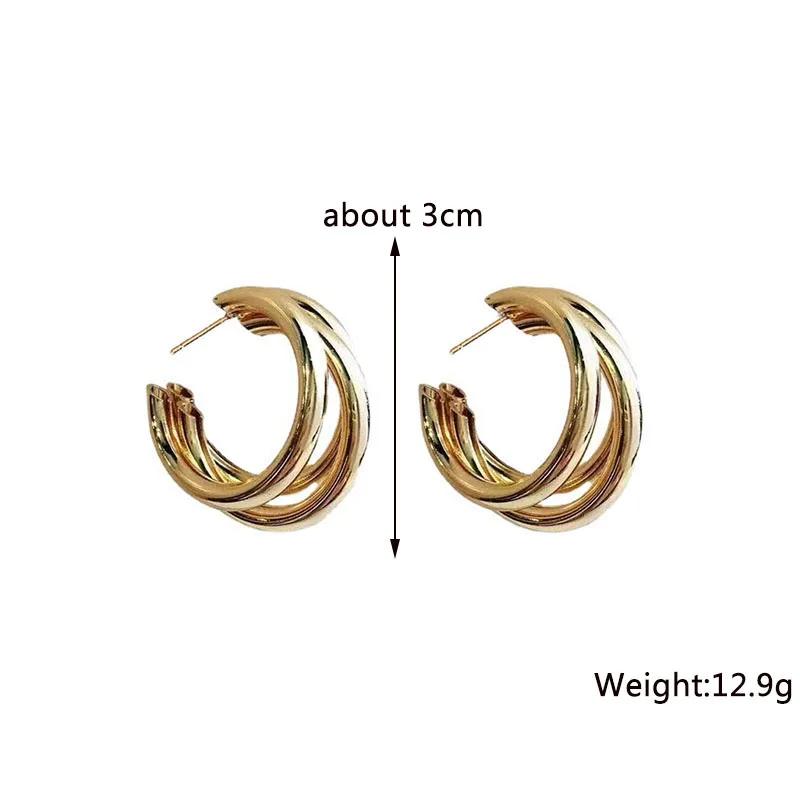 Vintage Stainless Steel Round Circle Hoop Earrings for Women Fashion Geometric C-shaped Drop Earring Party Wedding Jewelry Gifts