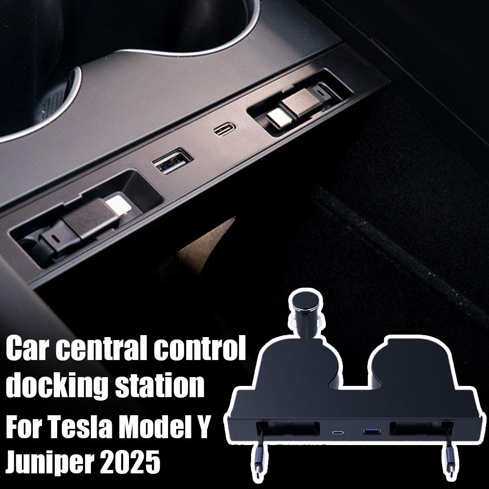 for Tesla Highland 2025 Hub Adapter Accessories - USB Charging Dock For Center Console With Multi-Device Fast Charging Q1Z2