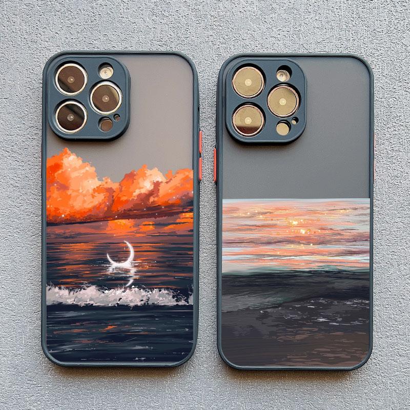 For iPhone 16 13 Pro Max Fashion Blue Sea Scenery Phone Case For iPhone 15 14 7 8 Plus XS X XR 16 13 12 11 14 15 Pro Max Cover