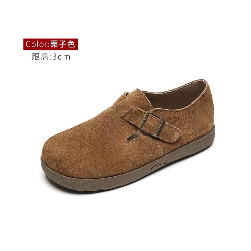 

Мягкая кожа, полностью закрытые Birkenstocks женские 2025 весна новинка на плоской подошве, однопедальные Birkenstocks, популярные туфли Doudou на мягкой подошве 40