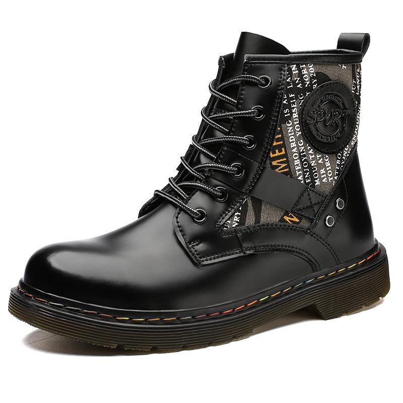 

Martin Boots Men s High-top Leather Boots British Thick-soled Velvet Warm Models 2020 Autumn and Winter New Boots Men s Boots Large Size 43