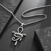 Stainless Steel Ankh Eye of Horus Cross Pendant Necklace Men's and Women's Fashion Amulets Jewelry Gift Accessories