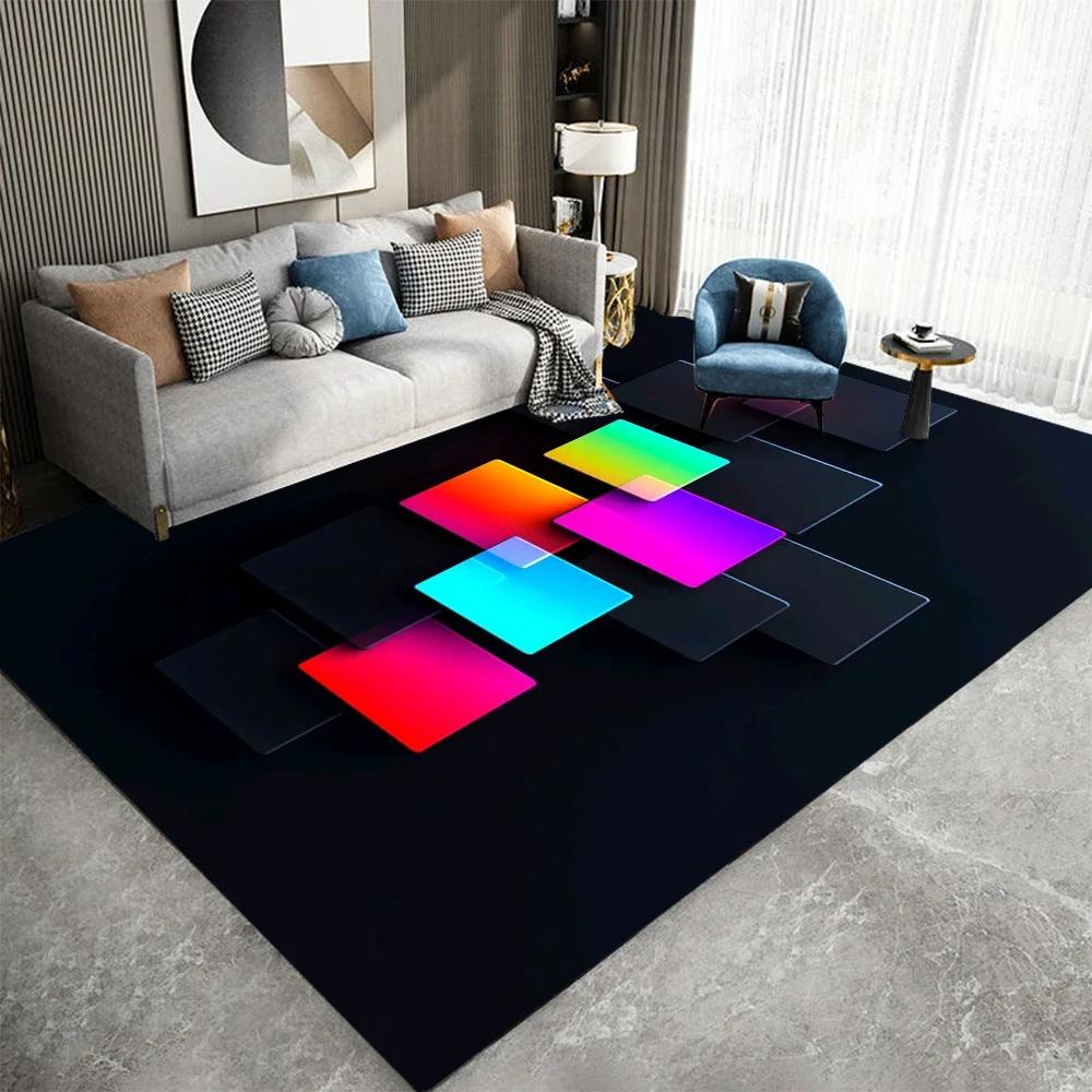 Einfache Geometrie Teppich Cartoon Wohnzimmer Schlafzimmer Küche Sofa Tisch Balkon Teppich Rutschfest Waschbar Verschleißfest Ornamente