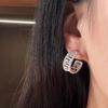 Geometric Pattern Paved Earrings for Women Fashion Hollow Design Sparkling Earrings for Party and Daily Wear