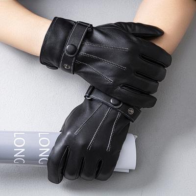 Lederhandschuhe für Herren Schafsleder Modisch für Pendler Outdoor Radfahren Warme Fingerlose Handschuhe