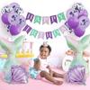 23Pcs Mermaid Print Latex Balloon Aluminum Film Fishtail Sequins Birthday Flag Party Scene Arrangement
