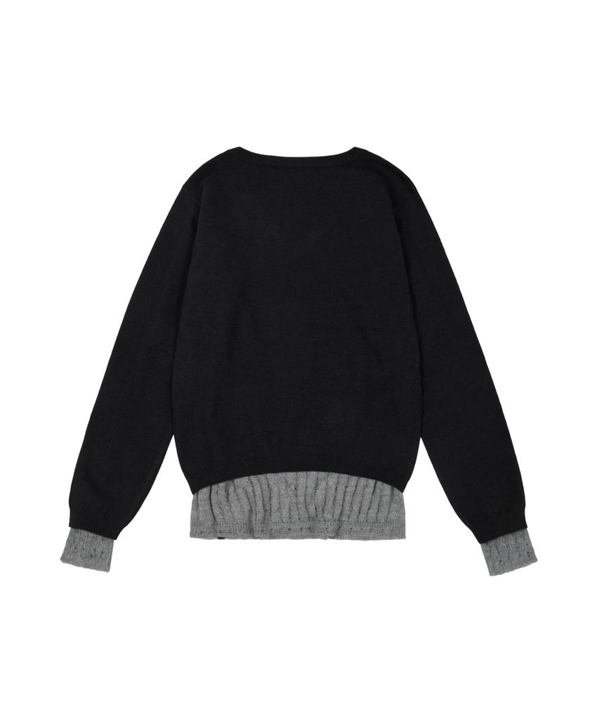 AAKAM Layered V-Neck Knit (Black)