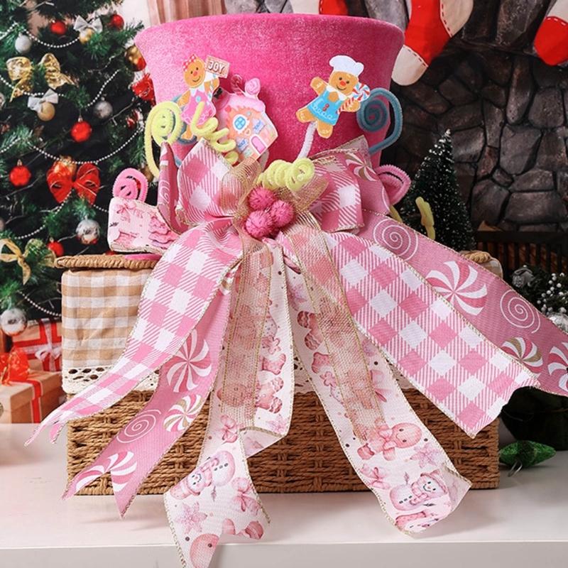 Folding Christmas Tree Top With Big Bowknot Embellishments for Indoor and Outdoor Winter Holiday Party Centerpieces