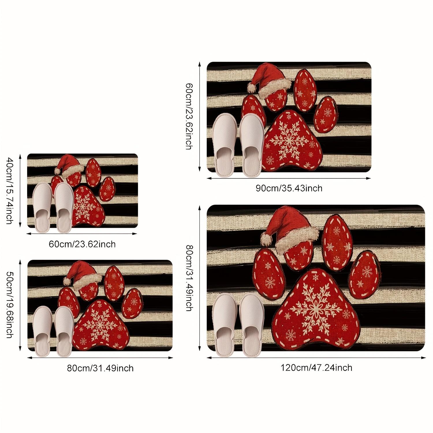

VIKAMA Christmas Carpet Puppy Paw Print Doormat Festive Welcome Mat Warm Living Room Carpet Winter Bedroom Rug Soft Home Dec 40X60CM (1.3X2FT