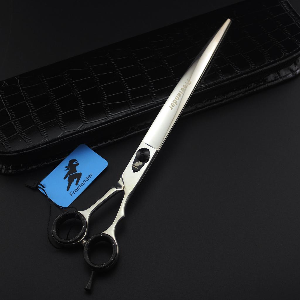 VG10 10-inch Pet Scissors, Bright Hand Type, Curved Scissors, Pet Beauty Scissors, Professional Grade for Foreign Trade Goods, Free Leather Bag.