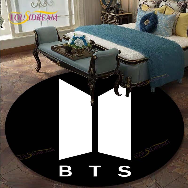 Kpop Bangtan Boys Round Carpets for Living Room Rugs Soft Flannel Floor Area Rug Bedroom Carpet Mat for Children Kitchen Rug