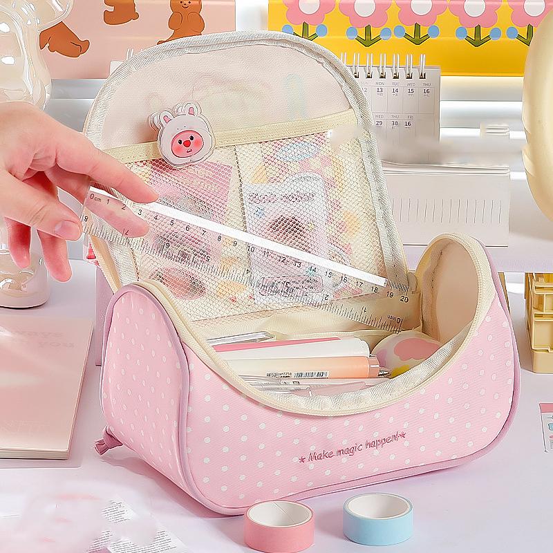 Portable Dopamine Color Pencil Case Multi-functional Large-capacity Stationery Pouch Pen Bag School Supplies