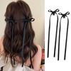 Bowknot Hairslide Barrettes Small Bow Hair Claw Long Silk Ribbon Hairs Clip Stylish Headwear Women Jewelry Decoration