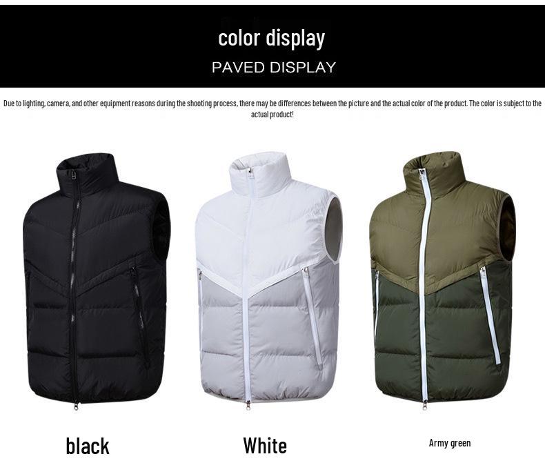 Men's Stand Collar Sleeveless Nylon Vest - Warm and Casual for Autumn/Winter