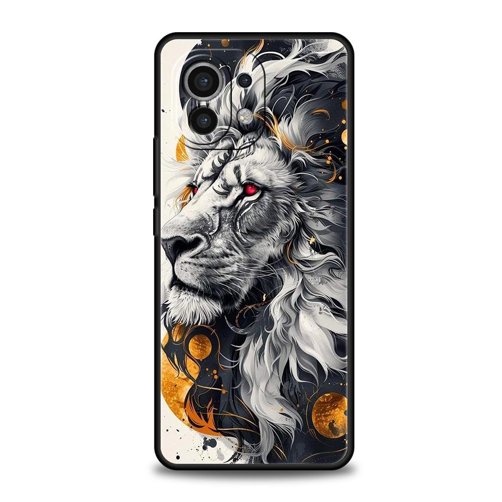 Cross Pattern Bicolor Lion Phone Case Cover for Xiaomi Mi 17 15 14 13 12 11 Ultra 15T 14T 13T 12T 11T Pro Lite 5G Soft TPU Shell