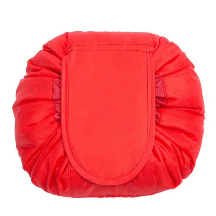 Lady Travel Cosmetic Bag Lazy Lay Flat Organizer Bags Travel Toiletry Cotton Jewelry Pouch Drawstring Makeup Bag