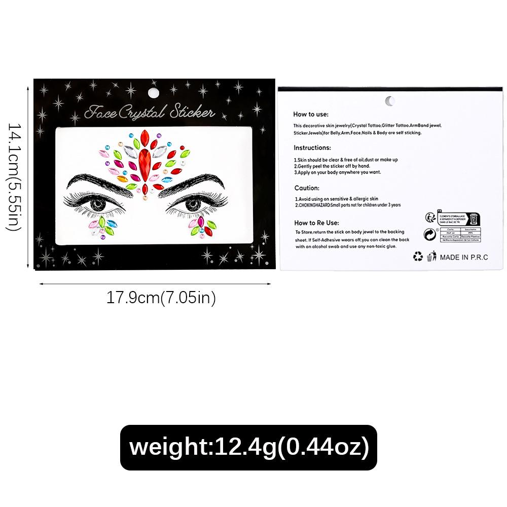 Colorful Rhinestone Face Decorations for Music Festivals & Parties