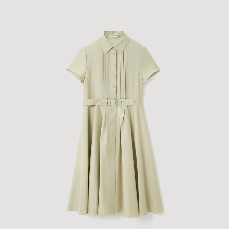 OVVOVV Women's Shirred Waist A-Line Short Sleeve Dress