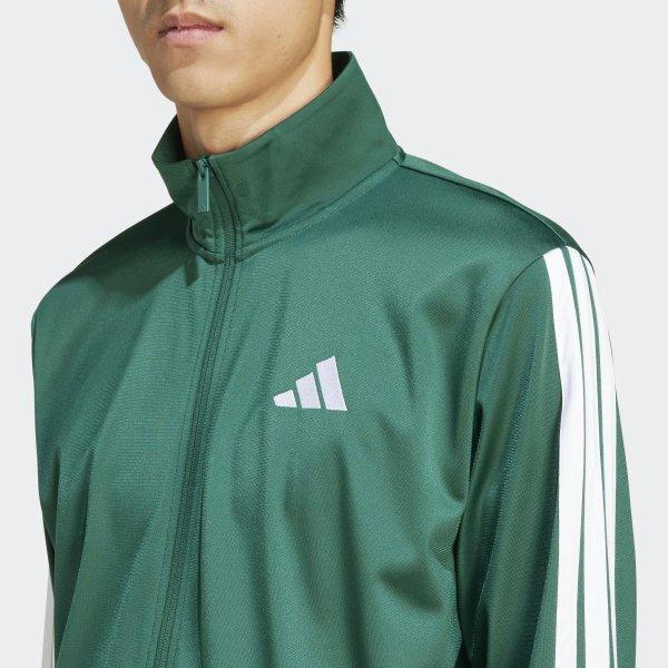 adidas Unisex Regularny Top Treningowy 3s Tricot Regularna Kurtka Treningowa Zielona z Trzema Paskami