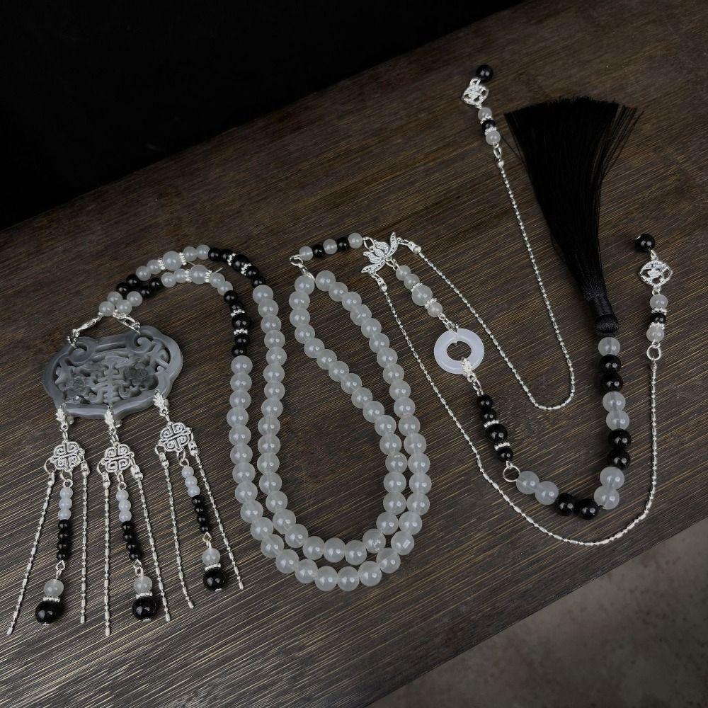 Tassel Hanfu Necklace Imitation  Ethnic Pearl Pendant Elegant Chinese Pearl Necklace  Female