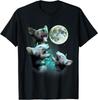 Three Hairless Sphynx Cats Howl At Moon 3 Wolfs Funny Parody T-Shirt Size S-5XL
