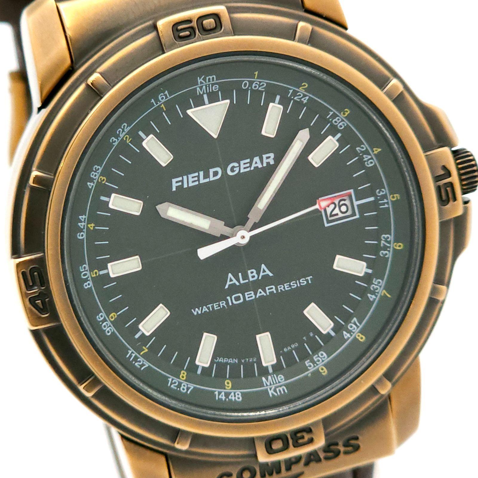 Чрезвычайно красивые SEIKO Alba Field Gear Встроенный компас V722-6A80 Кварцевые Рабочий элемент