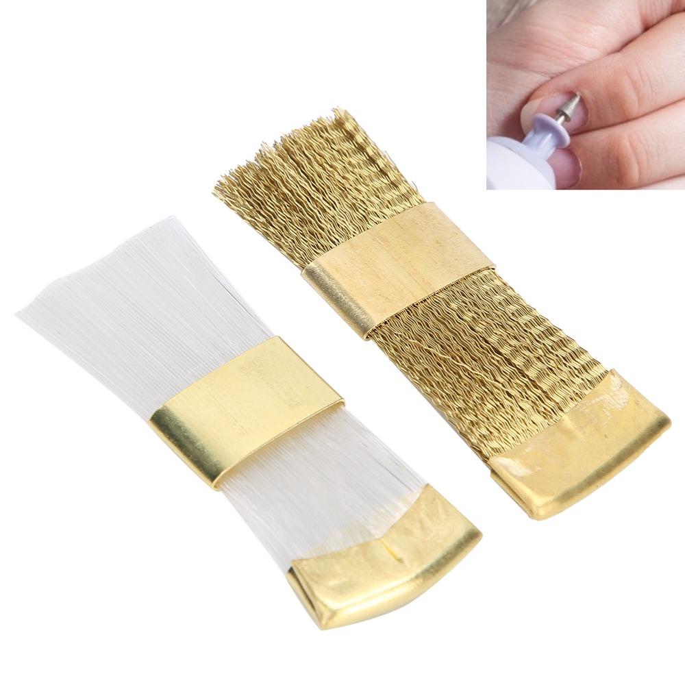 2 Pieces Mini Size Copper Wire Drill Bits Cleaner Nail Drill Bits Cleaner Brush  For Manicure