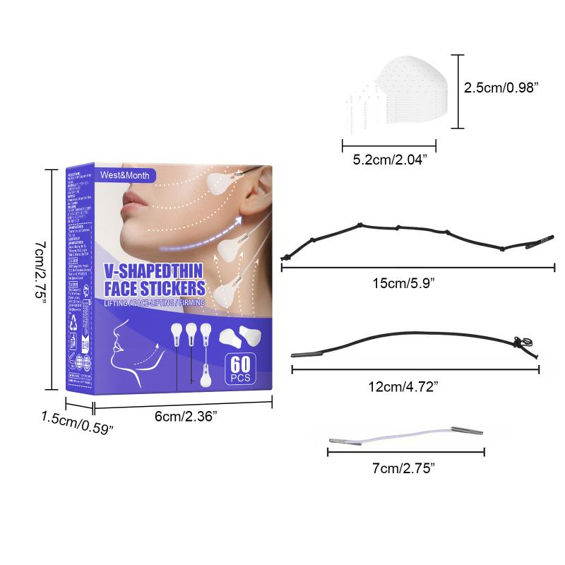 

60pc/pack Face Lift Tape Invisible High Elasticity V-shape Lift Sticker Patch For Lifting Tighten Face Neck Chin Eye Facial Skin