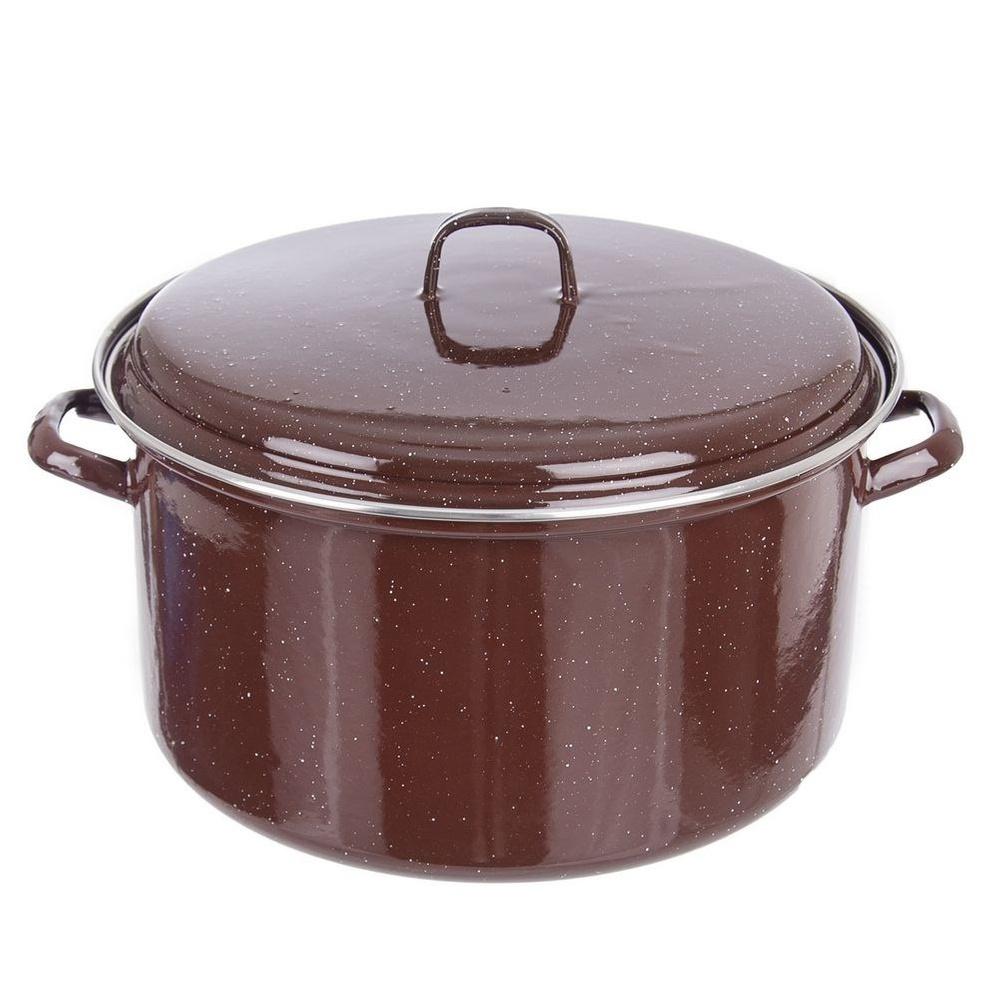 BRĄZOWA emaliowana pokrywka 32 cm