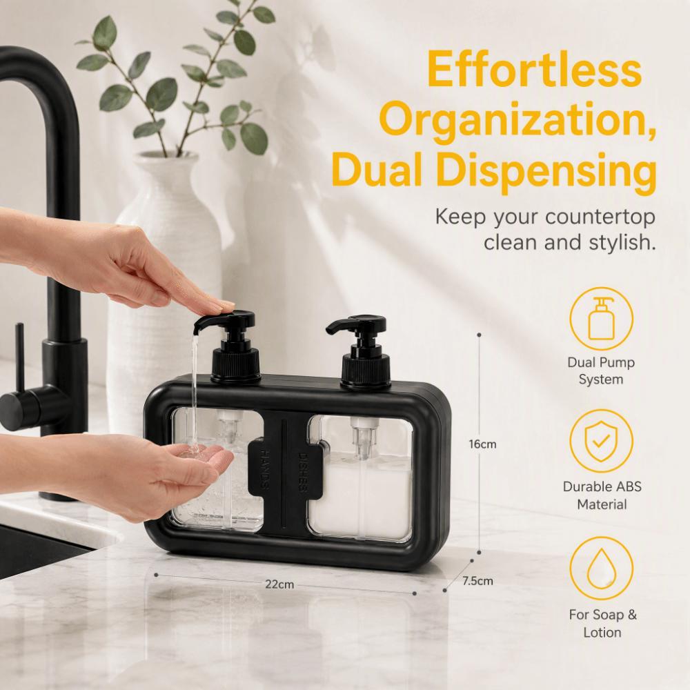 Dual Grid Countertop Soap Dispenser Dual Compartment Wall Mount Soap Dispenser  Bathroom