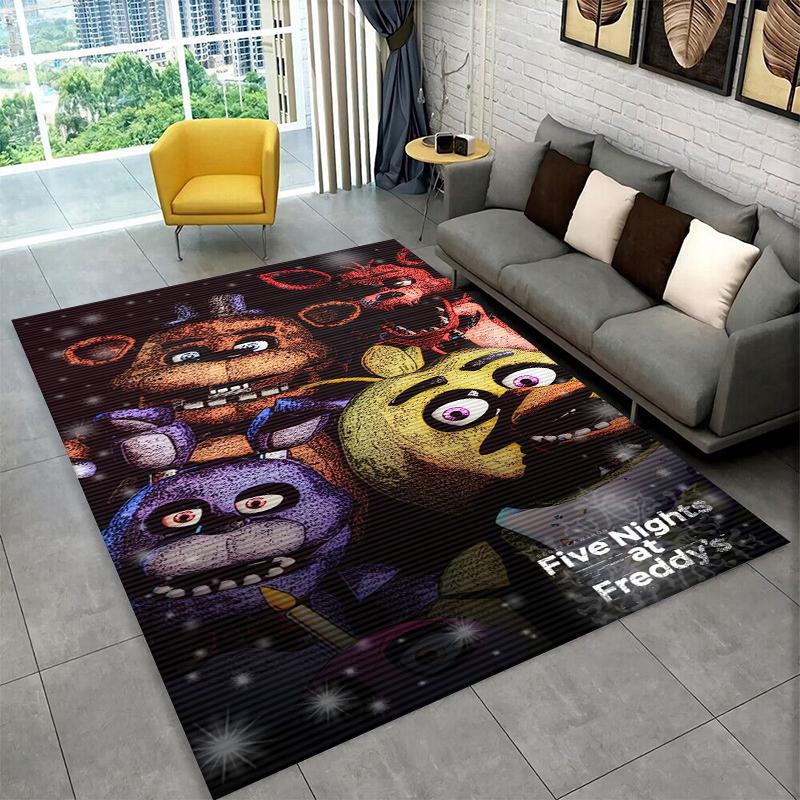 Klassischer F-FNAF Horror Spiel Freddy Teppich Teppich für Spielzimmer Schlafzimmer Wohnzimmer Sofa Heimdekoration, Kinderteppich Rutschfeste Fußmatte