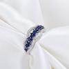 925 Silver Plated Blue Sapphire Open Ring Elegant Black Gold Engagement Ring for Women Fashion Jewelry