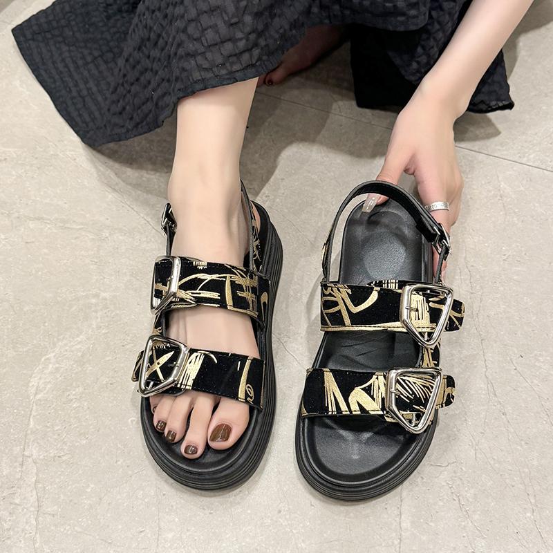 Fashion 2025 Brand Ladies Shoes Open Toe Women's Sandals Fashion Leopard Print Casual Summer Plus Size Comfortable Rome Flat Sandals