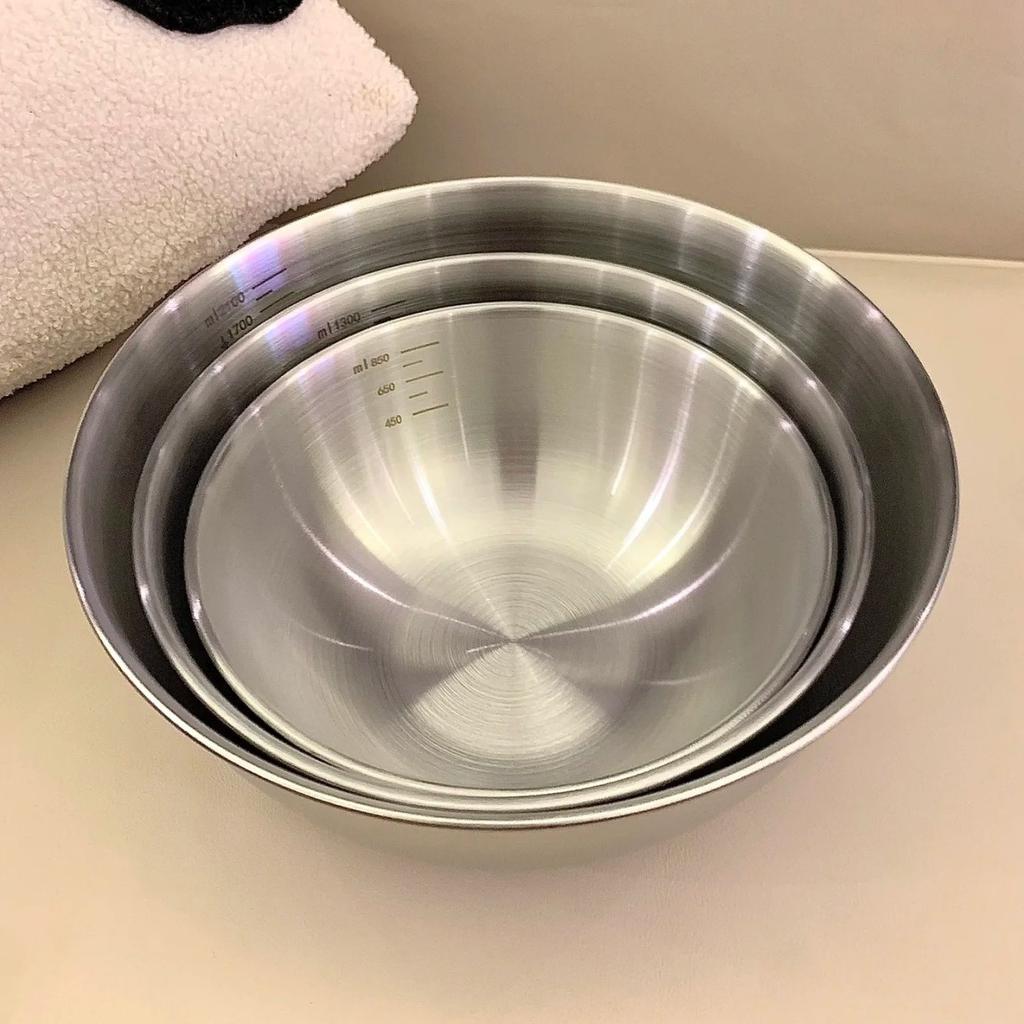 Nerezová varná mísa 304 se zesílenou stupnicí, pro míchání a výrobu těstovin, mísa na pečení vajec a salátů, velká kapacita