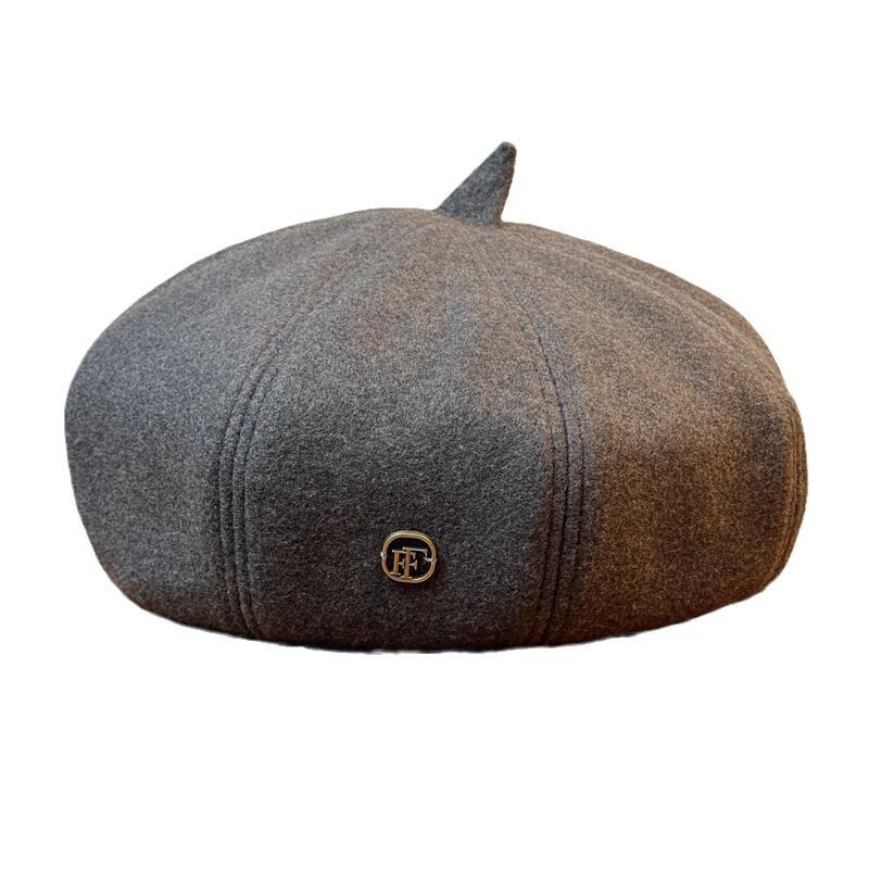 Autumn and Winter Sweet and Cute F Label Beret Women's Retro Literary and Versatile Painter's Hat Showing Face Small Pumpkin Hat Trendy