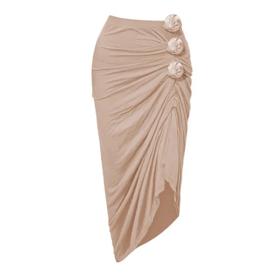 

Евро-американская цветочная юбка миди: Однотонное пляжное платье с облегающим бедра кроем для женщин Extra Large