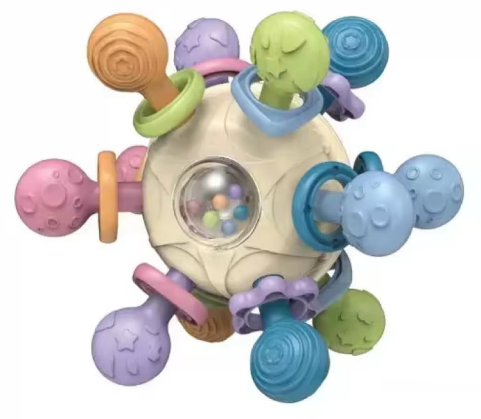 

Монтессори Мягкий резиновый Милый красочный Прорезыватель-шарик Активность Сенсорная игрушка (Красивый бежевый)