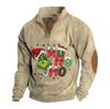Men's Casual Fashion Christmas Printed Hoodless Sweatshirt Wide Men's Loose Button Stand Collar Hooded Sweatshirt