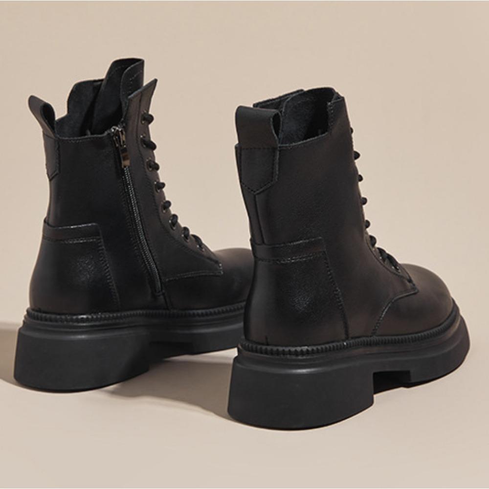 Retro Leather Boots for Women's Autumn Winter New Products Women Short Boots Thick Soled Lace Up Casual Womens Shoes Platform