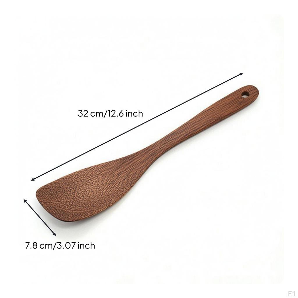 Wooden Cooking with Slanted Head Long Handle Turner for Home Cooks, Stir Frying