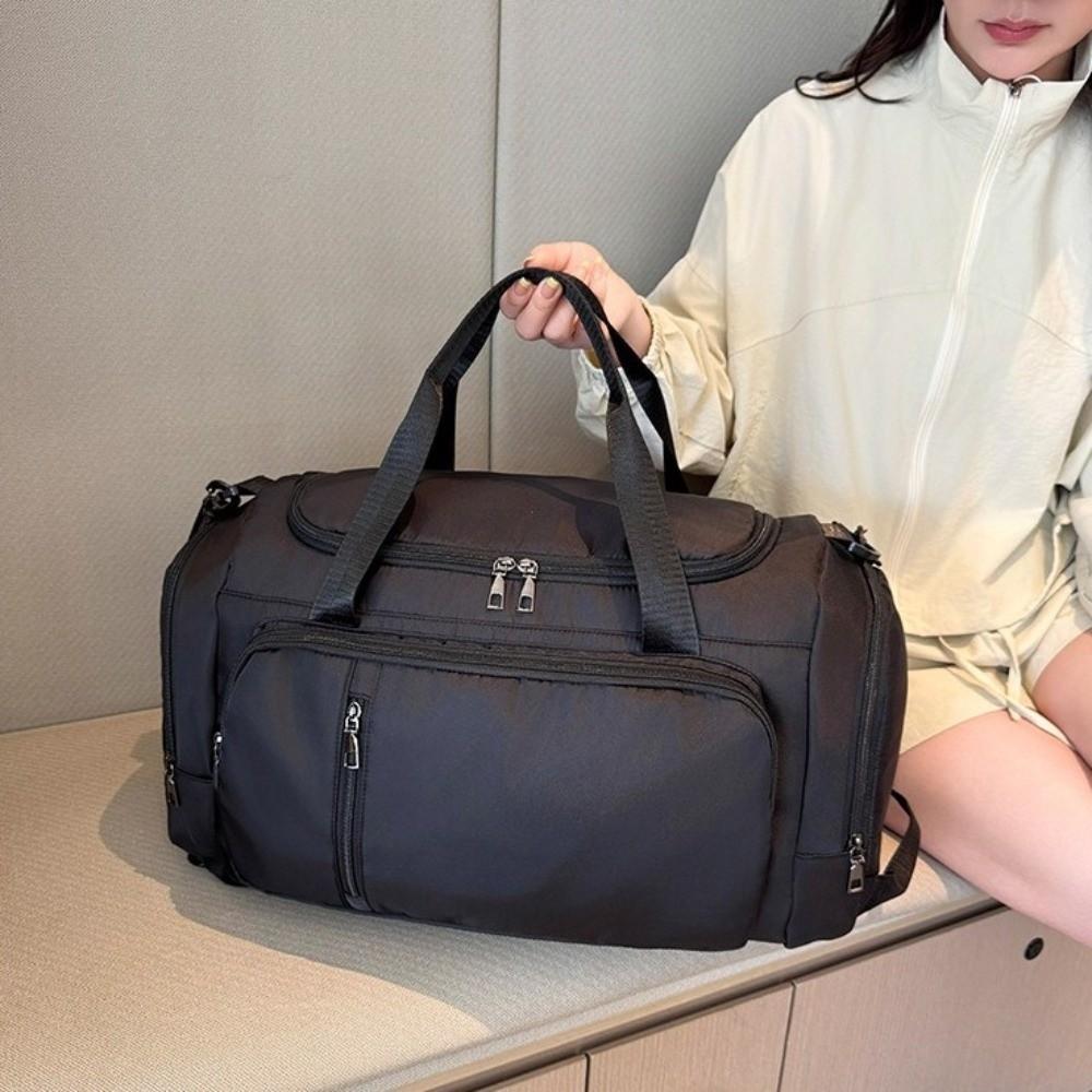Oxford Cloth Travel Luggage Bag Solid Color Duffle Bag Simple Sports Fitness Bag  Gym