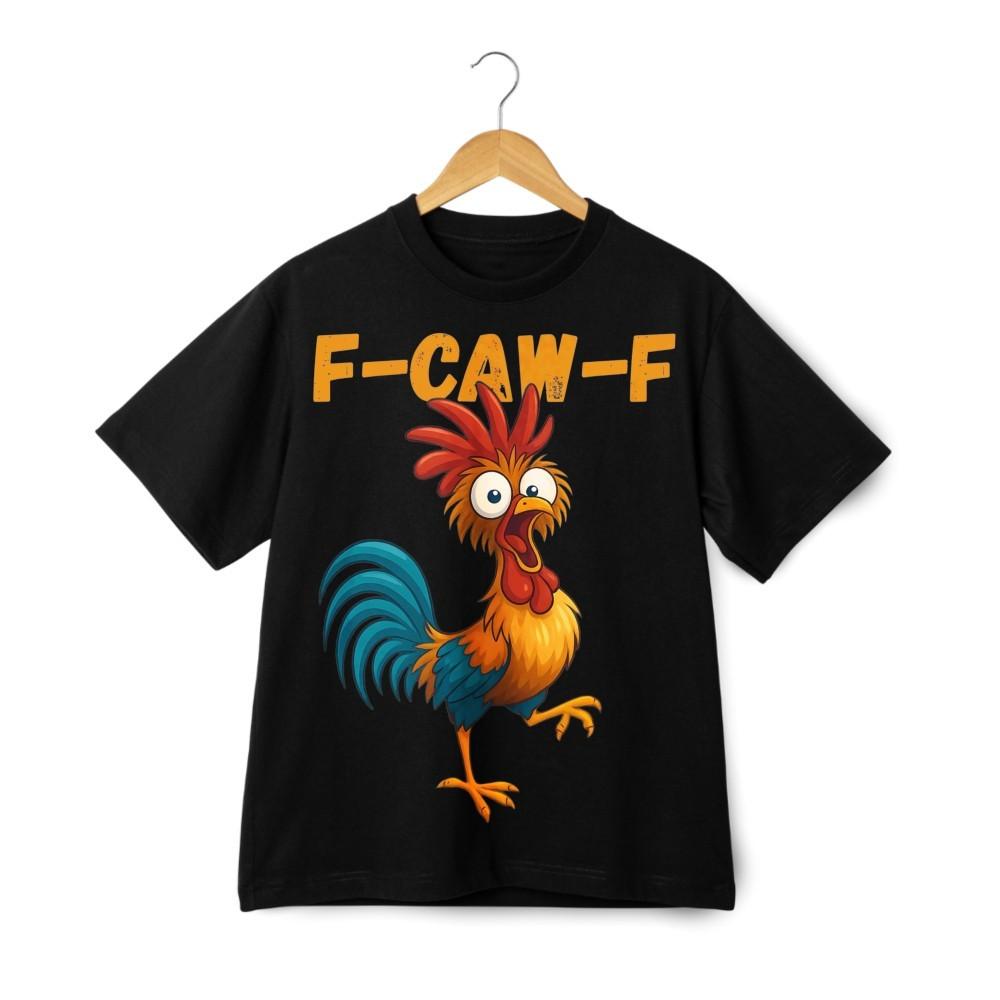 F-CAW-F Funny Chicken Graphic T-Shirt Cartoon Farm Humor Meme Tee Funny Gift XXL