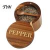 Reusable Wooden Seasoning Box Wood Salt Container with Swivel Magnetic Lid, Built-in Spoon Natural Pepper Cellar Jar, Moisture Proof Spice for Kitchen