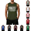 Camiseta sin mangas informal holgada para hombre con estampado gráfico de bandera desgastada Camiseta ligera para músculos para actividades al aire libre de verano