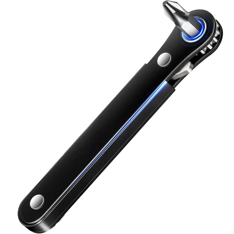 A95I-Bit Ratchet Wrench Handle Screwdriver 90 Degree Offset Screwdriver Socket Wrench