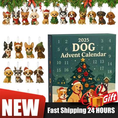 1/2 Set Hund 24 Tage Weihnachts-Countdown-Kalender Ornamente Weihnachts-Adventskalender Hängeanhänger Lustiges Geschenk für Hundeliebhaber
